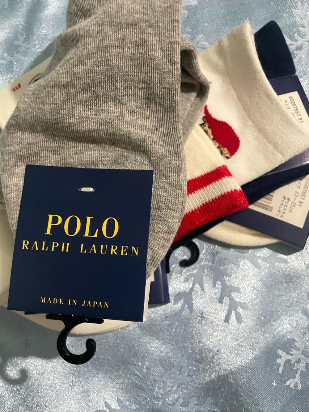 Polo by Ralph Lauren Polo Bear Crew Socks in White, Gray, Navy, Cream - Picture 7 of 7